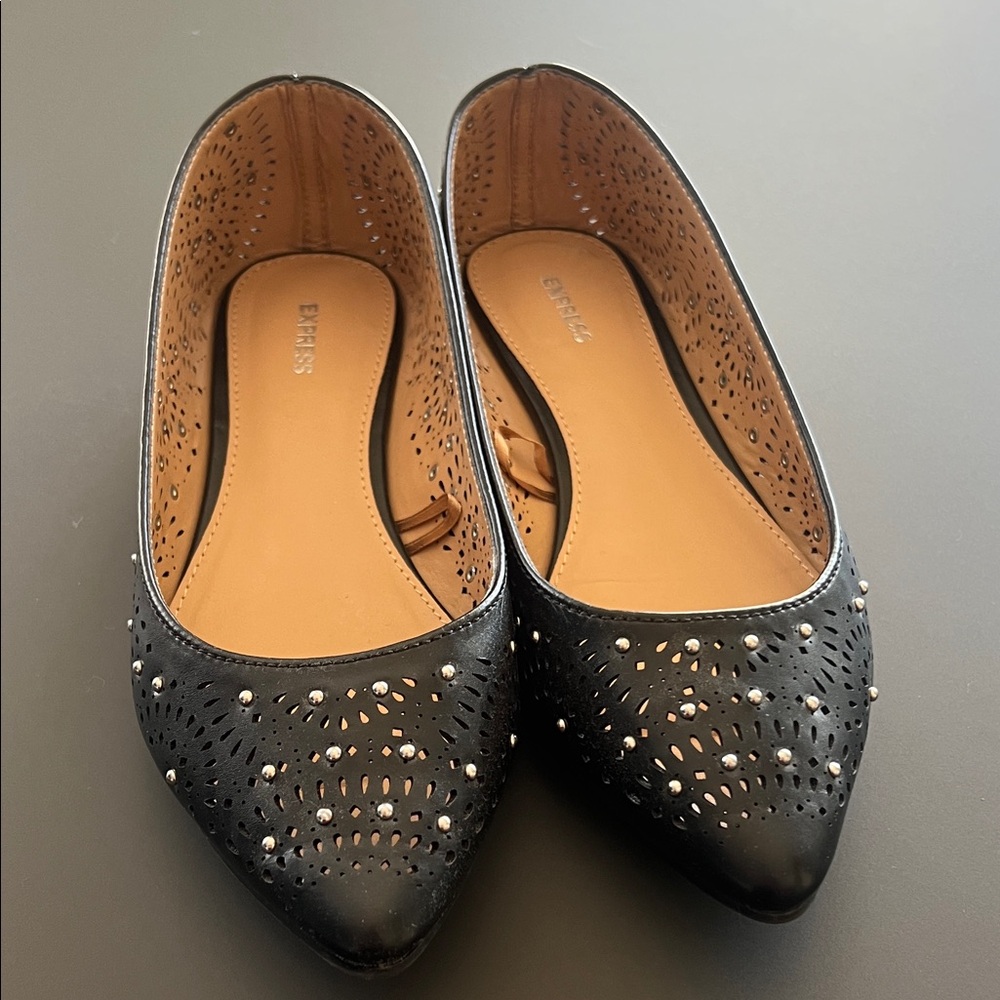 Express Women's Black Laser-Cut Flats